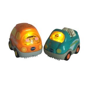 vTech Go Go Smart Wheels Orange Van Blue Convertible Lot of 2‎ Vehicles Tested